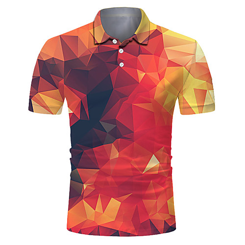 

Men's Club Weekend Rock / Exaggerated Polo - Geometric / 3D / Abstract Print Orange