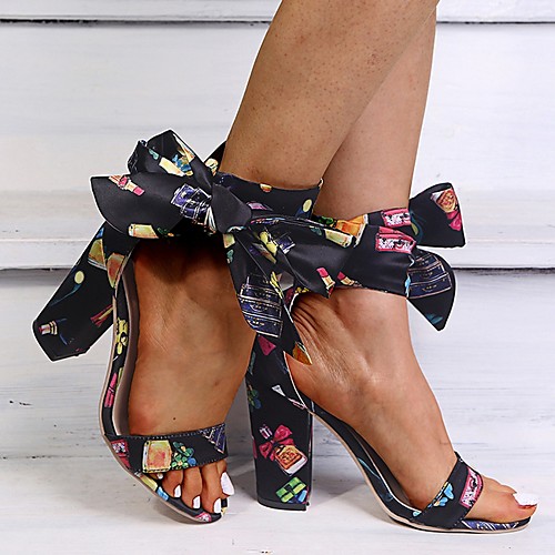 

Women's Sandals Chunky Heel Open Toe PU Summer White / Black