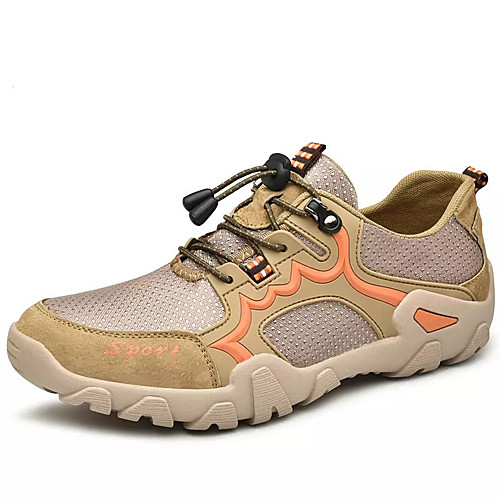 

Men's Mesh / PU Spring & Summer Sporty Trainers / Athletic Shoes Walking Shoes Non-slipping Slogan Khaki / Black / Gray