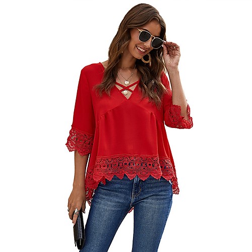 

Women's Daily T-shirt - Solid Colored Red