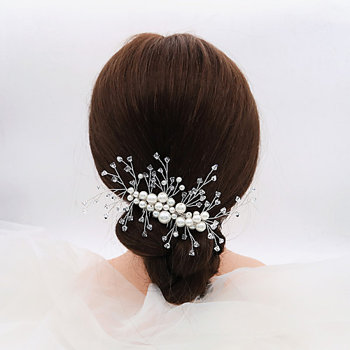 

Fashionable Jewelry Cubic Zirconia Alloy Hair Combs with Rhinestone Imitation Pearl Crystals 2pc Wedding Party Evening Headpiece