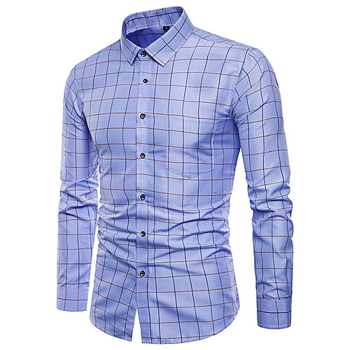 

Men's Party Daily Basic / Punk & Gothic Shirt - Geometric / Houndstooth Blue & White / Red, Print Blue