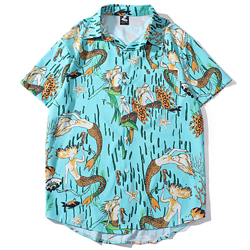 

Men's Daily Basic Shirt - Graphic Print Light Blue