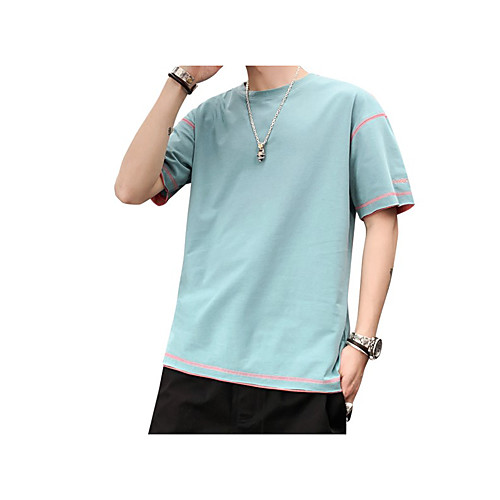 

Men's Color Block Graphic T-shirt - Cotton Daily Round Neck White / Blue / Light Green / Gray / Light Blue / Short Sleeve