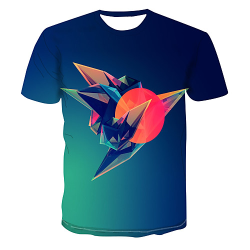 

Men's Club Weekend Street chic / Punk & Gothic T-shirt - Color Block / 3D / Machine Print Green