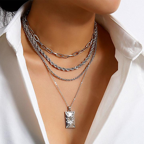 

Women's Pendant Necklace Necklace Layered Necklace Stacking Stackable Lucky Classic Vintage Punk Trendy Chrome Gold Silver 56 cm Necklace Jewelry 1pc For Anniversary Street Birthday Party Beach