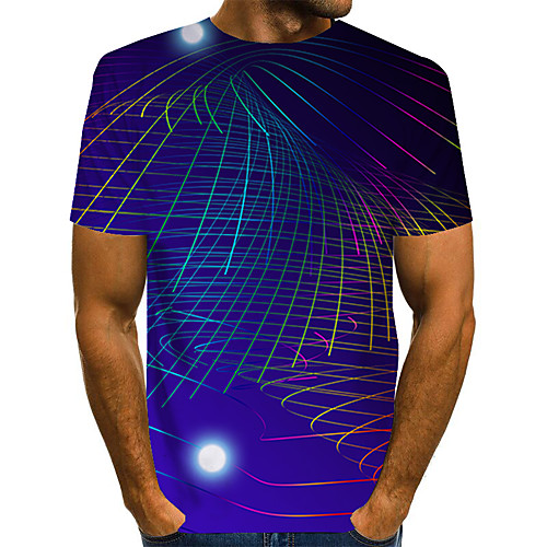 

Men's Daily Weekend Basic / Exaggerated T-shirt - Color Block / Rainbow / Abstract Print Purple