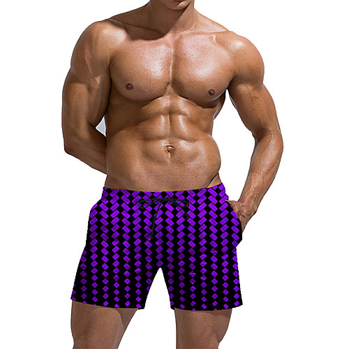

Men's Sporty / Boho Sweatpants / Shorts Pants - Plaid / Checkered / 3D Print Black & White, Print Purple US32 / UK32 / EU40 US34 / UK34 / EU42 US36 / UK36 / EU44