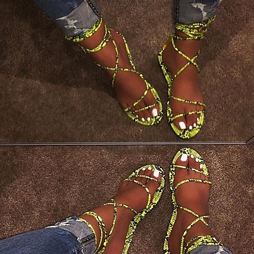 

Women's Sandals Flat Heel Open Toe PU Summer Yellow / Fuchsia / Blue