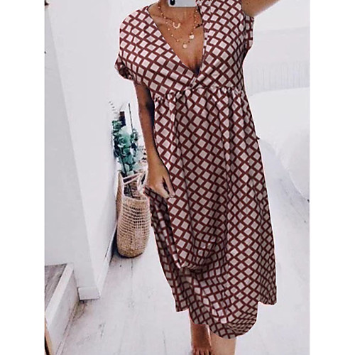 

Women's 2020 Purple Blushing Pink Dress Boho Summer Casual Shift Shirt Polka Dot V Neck Floral S M Loose
