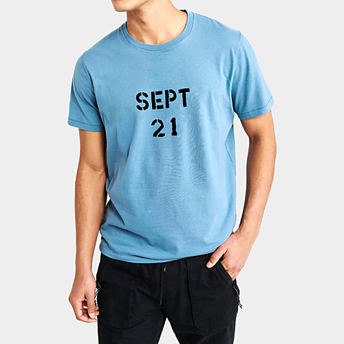 

Men's Daily Sports Business / Basic T-shirt - Solid Colored / Letter Black & White, Print Blushing Pink