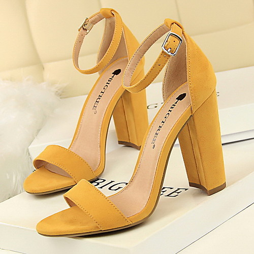 

Women's Heels Chunky Heel Open Toe PU Summer Nude / Purple / Yellow