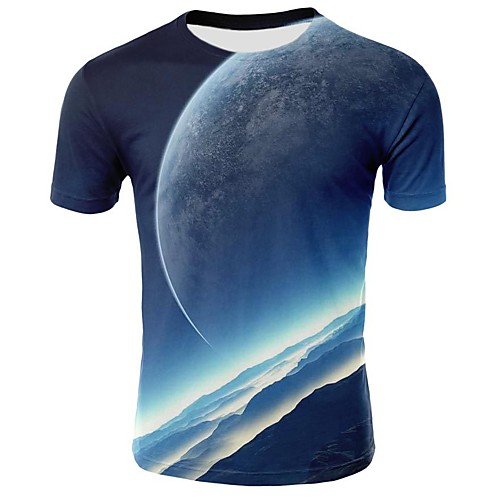 

Men's Daily Going out Basic / Street chic T-shirt - Geometric Print Blue