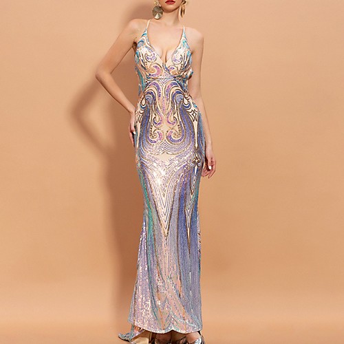 

Mermaid / Trumpet Spaghetti Strap Sweep / Brush Train Polyester Beautiful Back / Sparkle Party Wear / Prom Dress with Sequin 2020