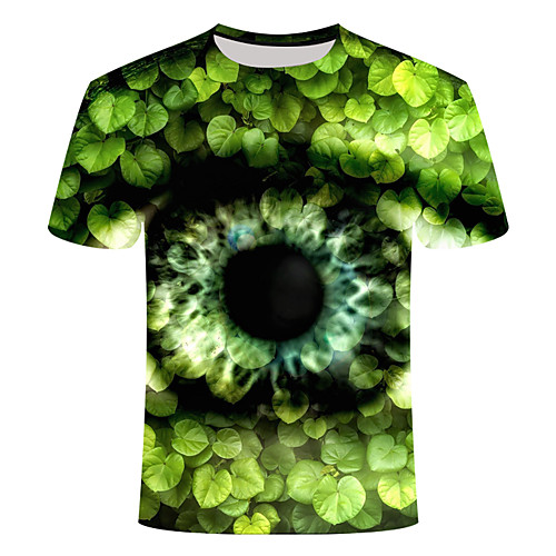 

Men's Daily Going out Basic T-shirt - 3D / Abstract / Visual Deception Print Green