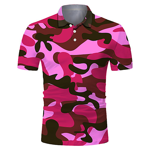 

Men's Club Weekend Rock / Exaggerated Polo - Color Block / 3D / Camo / Camouflage Print Red