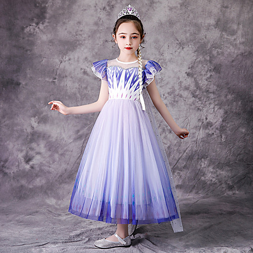 

Princess Elsa Dress Flower Girl Dress Girls' Movie Cosplay A-Line Slip Purple Dress Children's Day Masquerade Tulle Sequin Cotton