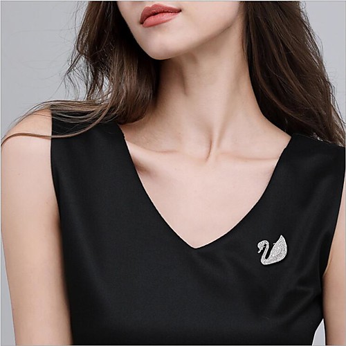 

Women's Cubic Zirconia Brooches Classic Paper Clip Stylish Simple Classic Brooch Jewelry Gold Silver For Party Gift Daily Work Festival