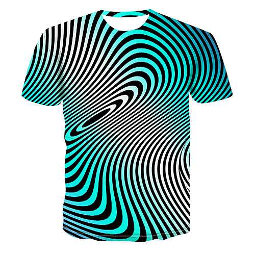 

Men's Club Weekend Street chic / Punk & Gothic T-shirt - Striped / 3D / Visual Deception Print Green