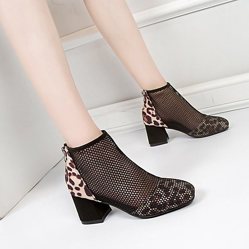 

Women's Heels Chunky Heel Round Toe PU Spring & Fall Leopard / Black