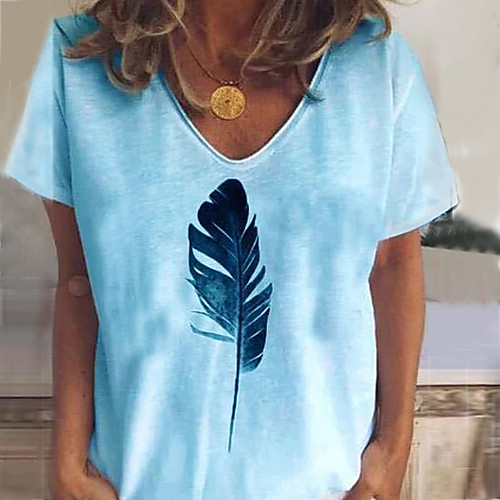 

Women's Daily T-shirt - Geometric / Solid Colored White