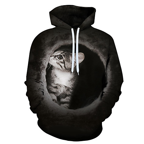 

Men's 3D Print / Casual Hoodie - 3D / Cartoon / Character Black US32 / UK32 / EU40