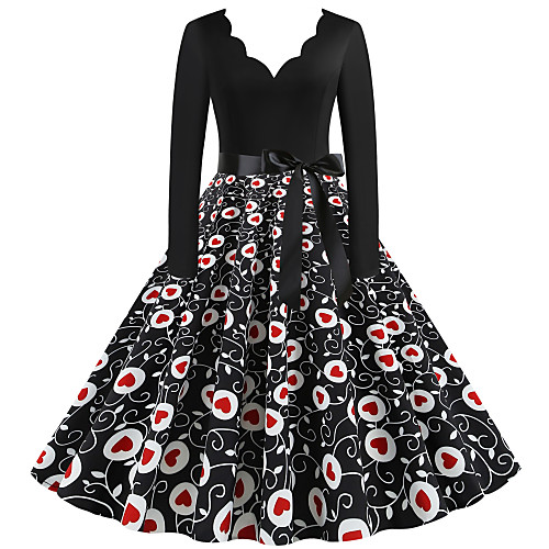 

Women's Black Dress Street chic Daily Going out Sheath Floral Geometric Print Print S M