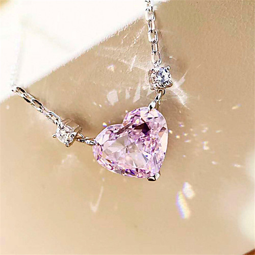 

4 carat Synthetic Diamond Necklace Silver For Women's Heart cut Dainty Ladies Luxury Elegant Wedding Party Evening Formal High Quality Charm