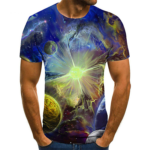 

Men's Plus Size 3D Print T-shirt Basic Daily Round Neck Blue / Red / Green / Short Sleeve