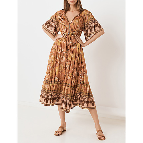 

Women's Yellow Green Dress Sheath Floral S M