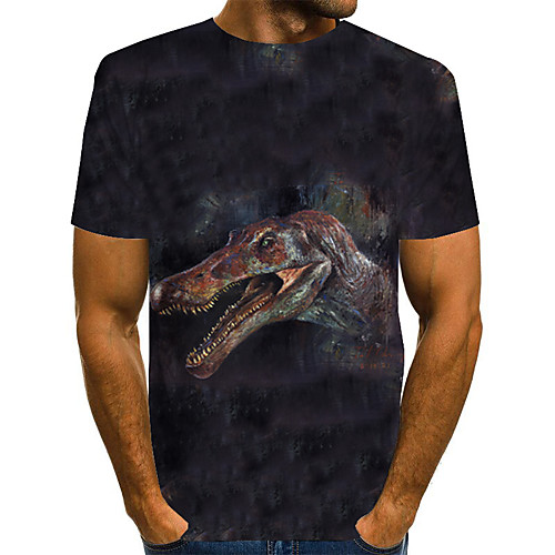 

Men's Plus Size Color Block Rainbow Print T-shirt Basic Exaggerated Daily Weekend Round Neck Black / Short Sleeve