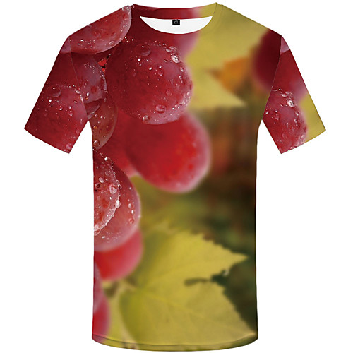 

Men's Daily Sports Basic / Street chic T-shirt - 3D / Graphic / Fruit Print Rainbow