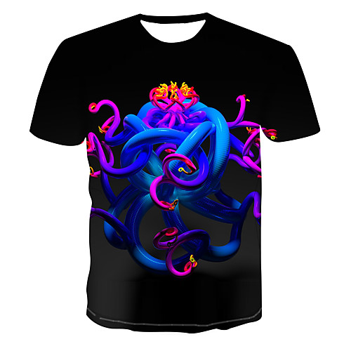 

Men's Club Weekend Street chic / Punk & Gothic T-shirt - Color Block / 3D / Abstract Print Black