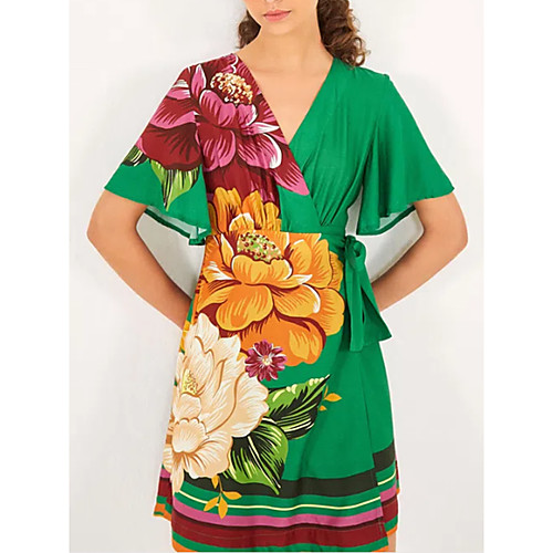 

Women's Green Dress A Line Floral M L
