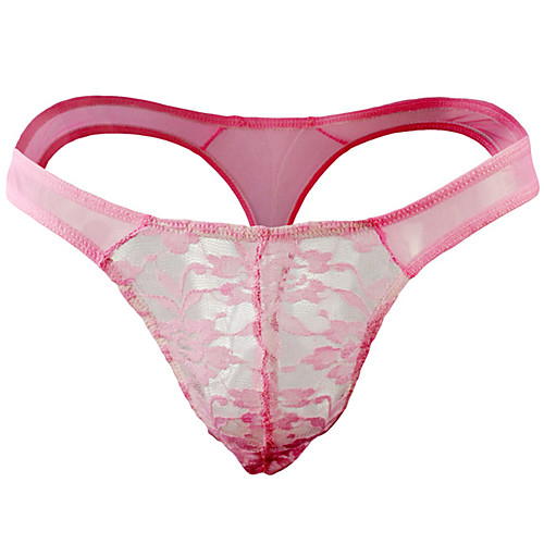 

Men's Lace / Mesh G-string Underwear - Normal Low Waist Blushing Pink One-Size