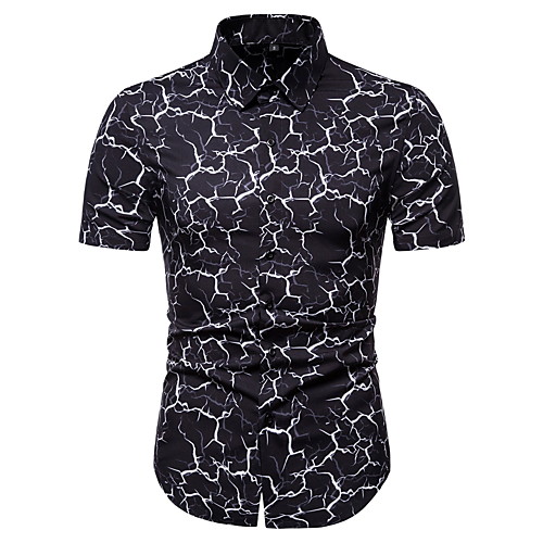 

Men's Party Club Business / Elegant Shirt - Geometric / Galaxy / Scenery Print White