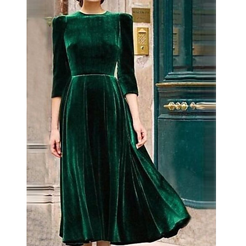 

Women's Green Black Dress Swing Solid Color S M