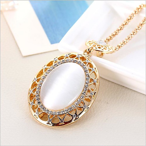 

Women's White Cubic Zirconia Long Necklace Classic Simple Classic Fashion Chrome Gold Silver 80 cm Necklace Jewelry 1pc For Gift Daily Festival