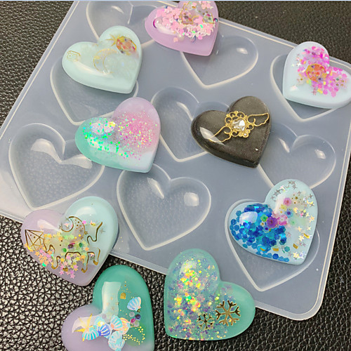 

1pc Mirror Diy Silicone Mold 9-Hole Peach Heart Glue
