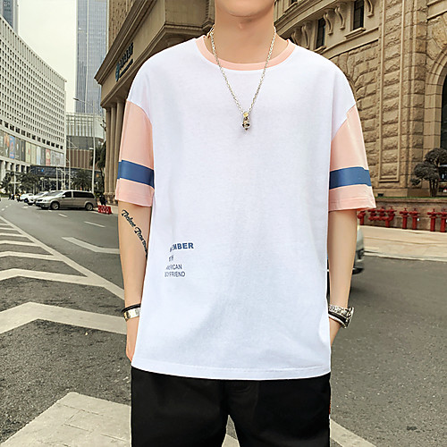 

Men's Daily T-shirt - Color Block / Graphic / Solid Colored Purple