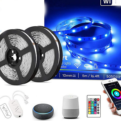 

10m Flexible LED Light Strips 300 LEDs SMD5050 Multi Color Decorative / TV Background 12 V