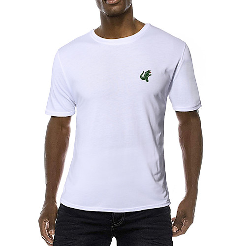 

Men's Daily Sports Business / Basic T-shirt - Solid Colored / Animal Black & White, Print Yellow