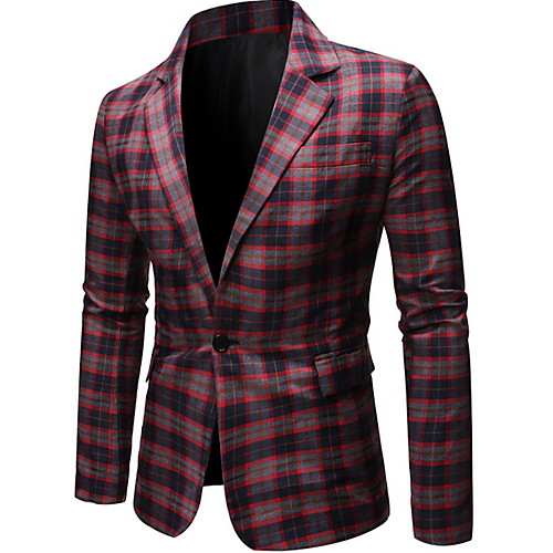 

Men's Blazer Notch Lapel Polyester Red / Blue