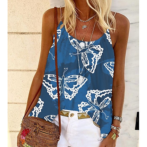 

Women's Daily Tank Top - Geometric Print Strap Purple