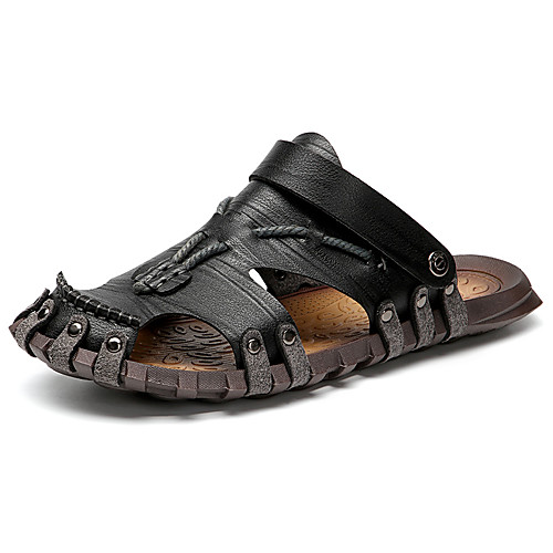 

Men's PU Summer Casual Sandals Breathable Dark Brown / Khaki / Black