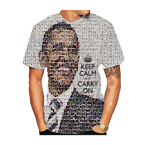 

Men's Daily Street chic T-shirt - 3D / Portrait Black & White, Print Rainbow