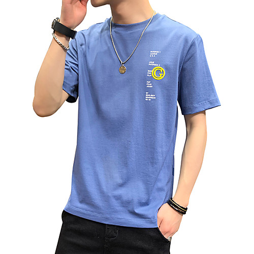 

Men's Daily T-shirt - Geometric / Color Block / Solid Colored Blue