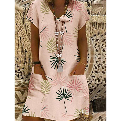 

Women's Blushing Pink Khaki Dress Elegant Shift Geometric Sequins Tassel Fringe S M