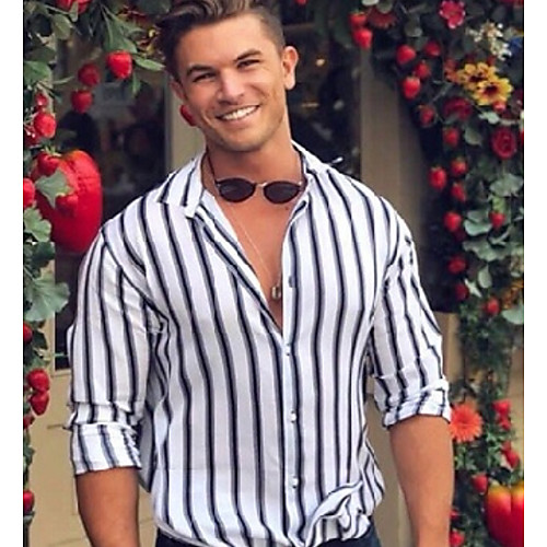 

Men's Striped Shirt Daily White / Long Sleeve