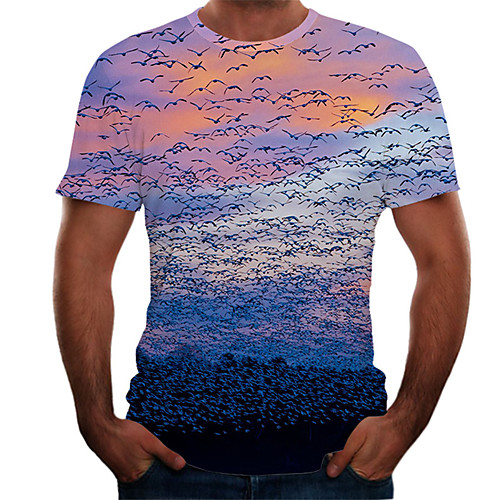 

Men's Daily Basic T-shirt - Color Block / 3D Print Orange